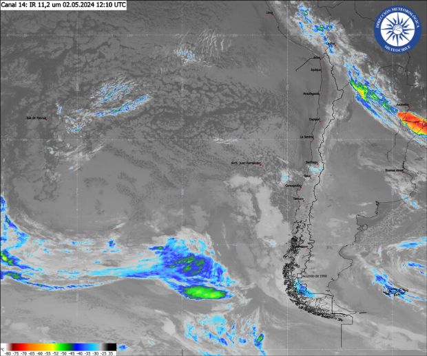 El tiempo en Santiago y el resto de Chile via imagen satelital de la región